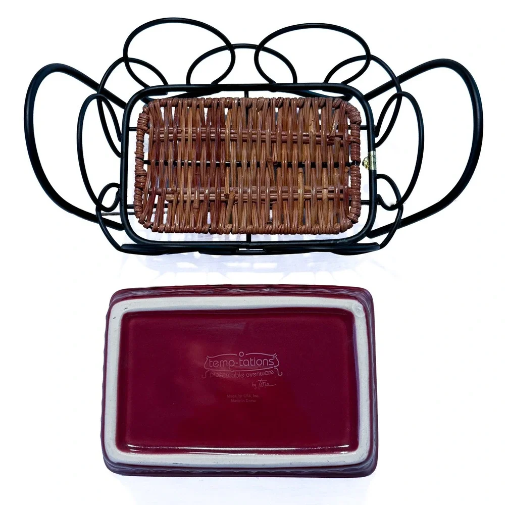 Temp-Tations by Tara Presentable Ovenware Cranberry Red Loaf Pan Wire Tray